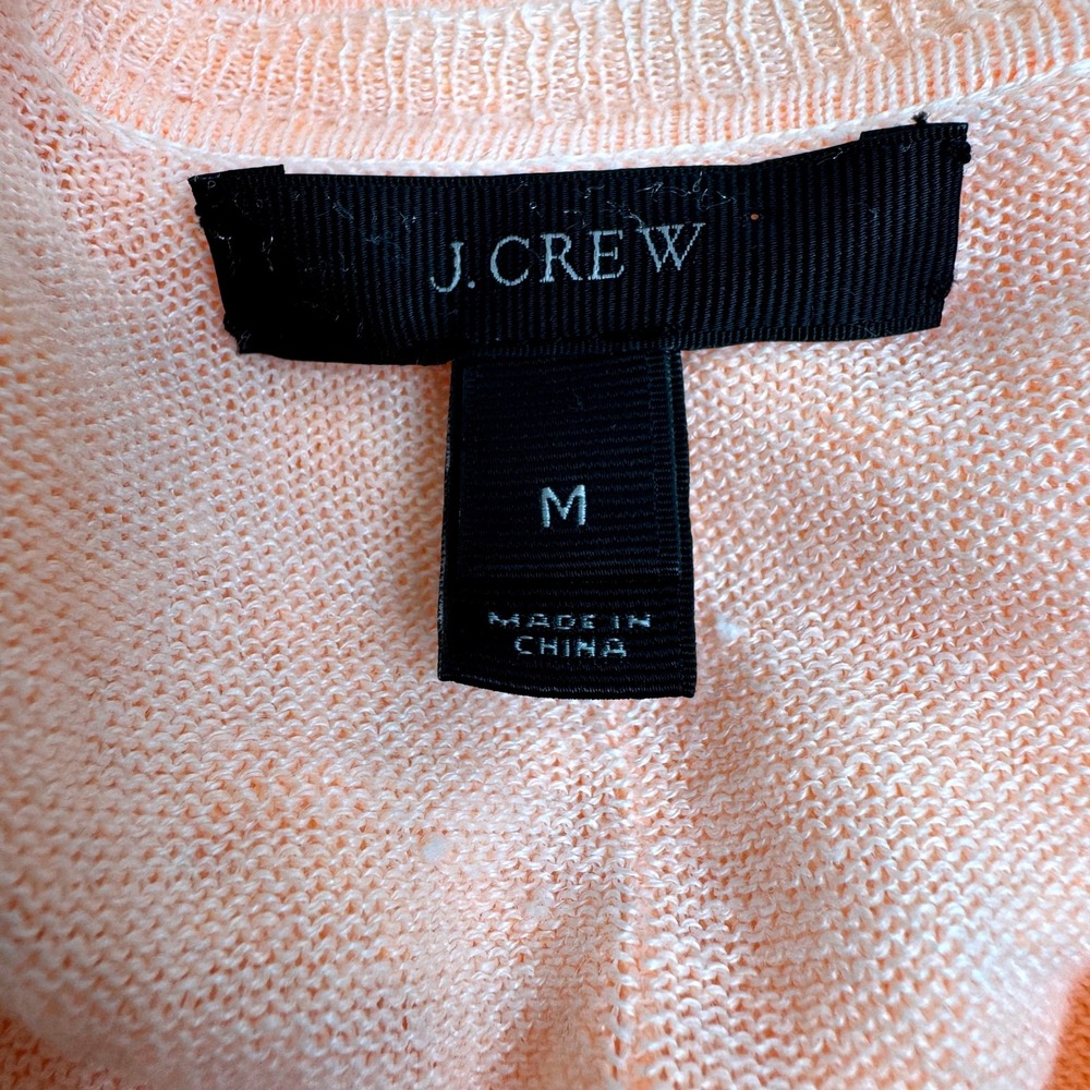 J. CREW 100%‎ Linen Womens Sweater MEDIUM Lt. Orange Lightweight 3/4 Sleeves - Picture 7 of 8